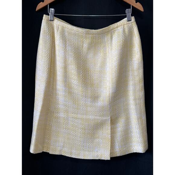 Pastel Yellow Skirt Suit 12 Tweed Plaid Spring Corpcore Soft Girl Coquette - Picture 7 of 16